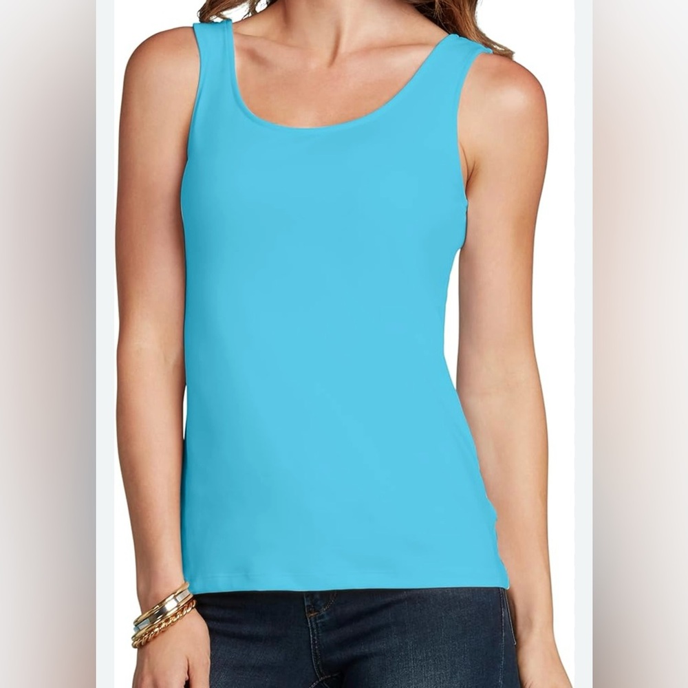 Judy P Scoop Neck Tank Top Blue Size Small